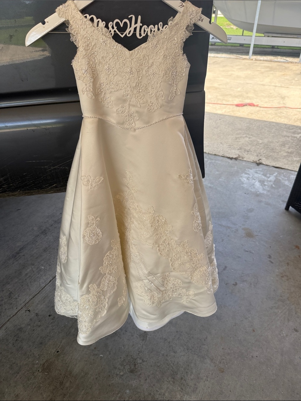 Mary's Bridal Ivory Lace A-Line Flower Girl Dress